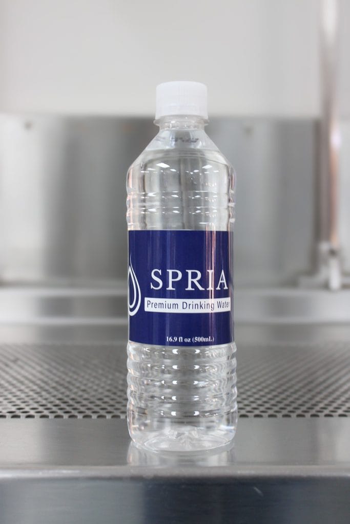 Finished SPRIA branded water bottle